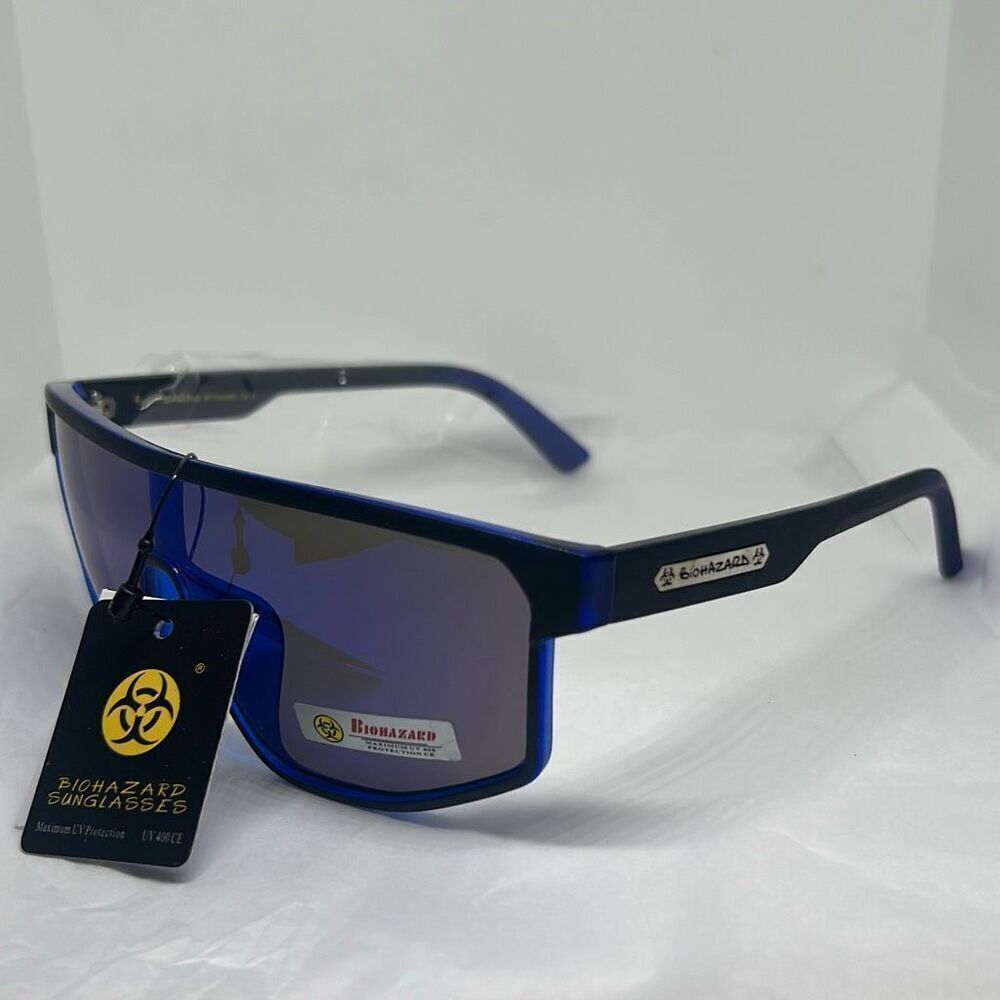 Biohazard Mirrored Shield Sunglasses – Model BZ66302